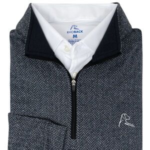 Rhoback Navy and White Herringbone Pullover